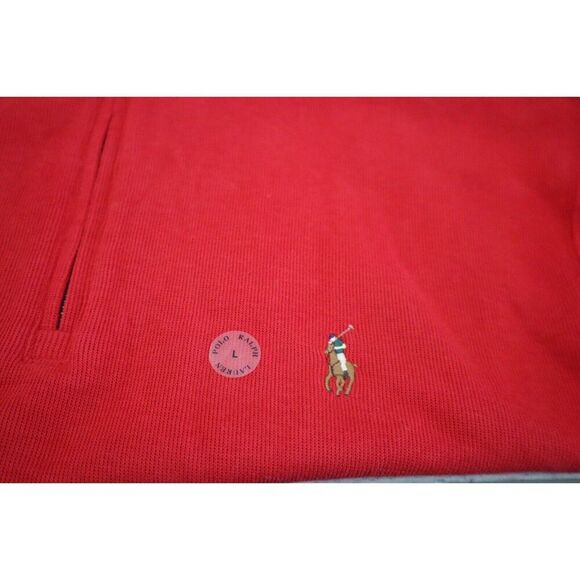 Polo Ralph Lauren Men's Sz Large Red Estate-Rib Cotton 1/4 Zip Pullover - Picture 3 of 9